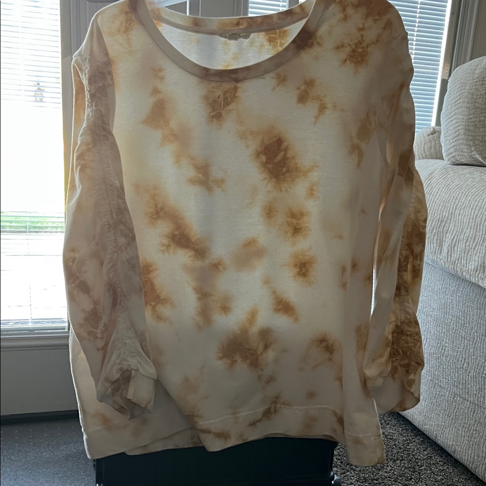 Jane and Delancey Beige and Brown Tie-Dye Sweatshirt